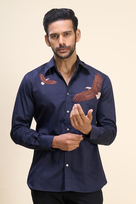 Rohit Bal Bird Placement Embroidered Shirt 