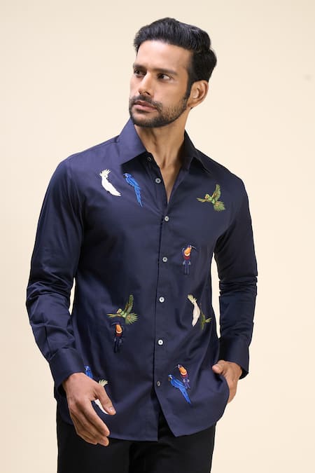 Rohit Bal Parrot Embroidered Shirt 