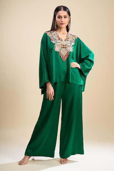 Anamika Khanna Embroidered Boxy Top & Palazzo Set 