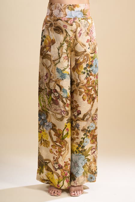 Shop Anamika Khanna Multi Color V-neck Printed Cape Kurta And Pant Set Online at Aza Fashions Shop_Anamika Khanna_Multi Color V-neck Printed Cape Kurta And Pant Set_Online_at_Aza_Fashions