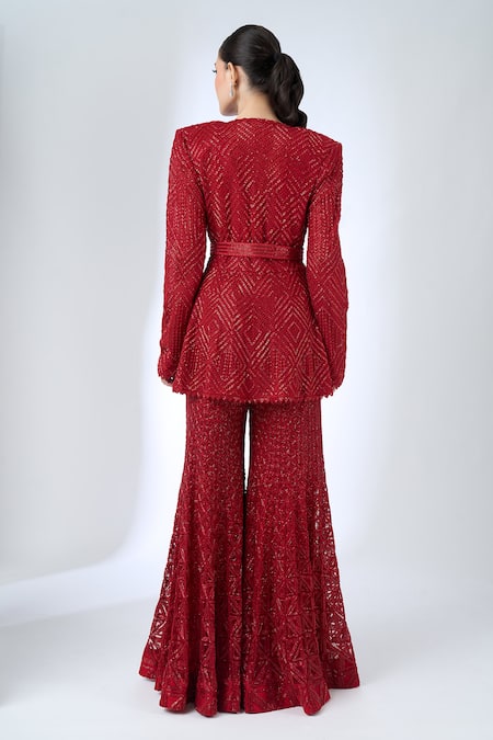 Ritika Mirchandani Heidi Embroidered Peplum Blazer With Sharara 