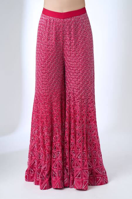 Buy Ritika Mirchandani Pink Crepe, Georgette, Net Crystals, Embroidery Harriet Kurta And Sharara Set Buy_Ritika Mirchandani_Pink Crepe, Georgette, Net Crystals, Embroidery Harriet Kurta And Sharara Set