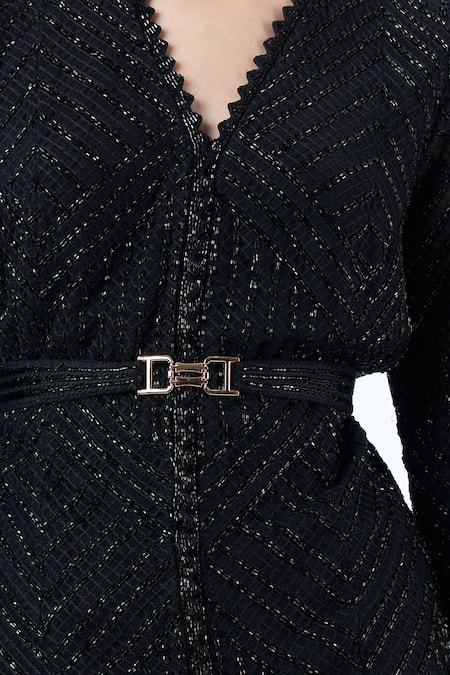 Ritika Mirchandani Black Crepe, Georgette, Net Crystals, Embroidery, Ottilie Kurta With Sharara at Aza Fashions Ritika Mirchandani_Black Crepe, Georgette, Net Crystals, Embroidery, Ottilie Kurta With Sharara _at_Aza_Fashions