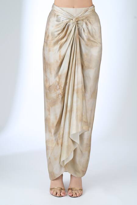 Shop_AK-OK_Multi Color Printed Blazer With Knotted Skirt _Online_at_Aza_Fashions