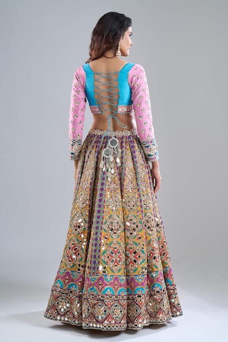 Abhinav Mishra Tangerine Hues Embroidered Lehenga Set 