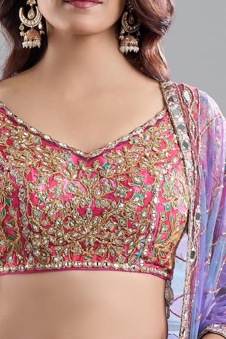Buy Abhinav Mishra Multi Color Chanderi, Net Mirrors, Zari, Embroidery Rebecca Pastel Lehenga Set Online at Aza Fashions Buy_Abhinav Mishra_Multi Color Chanderi, Net Mirrors, Zari, Embroidery Rebecca Pastel Lehenga Set _Online_at_Aza_Fashions