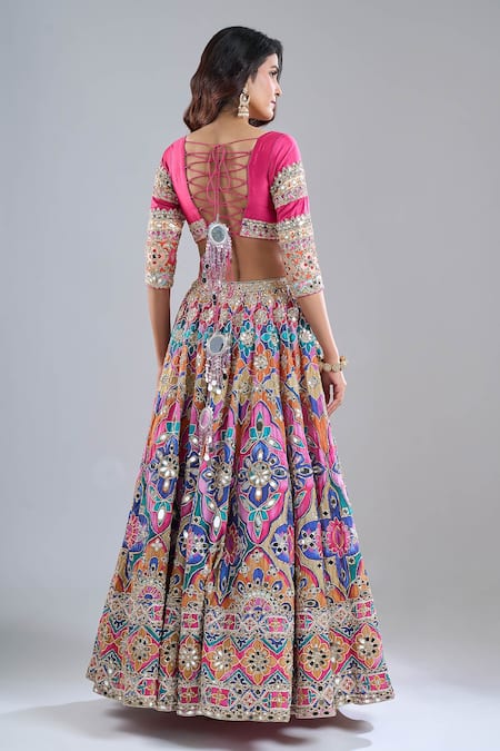 Abhinav Mishra Psychedelic Hues Embroidered Lehenga Set 