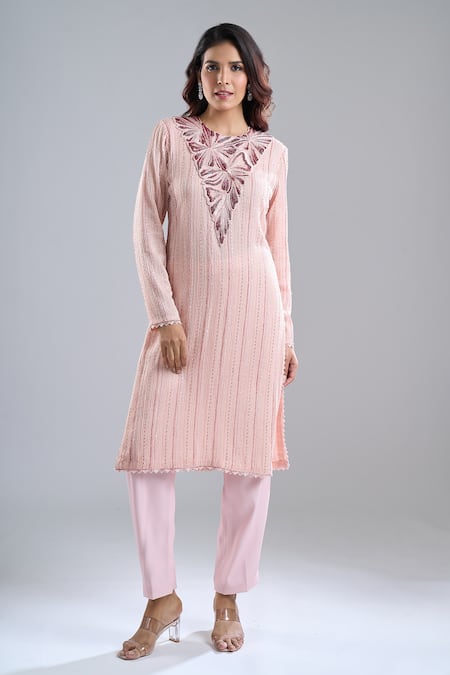 Ritika Mirchandani Blush Pink Embroidered Kurta & Pant Set 