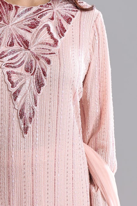 Buy Ritika Mirchandani Blush Embroidery, Beads V-neck Pink Kurta Set Buy_Ritika Mirchandani_Blush Embroidery, Beads V-neck Pink Kurta Set