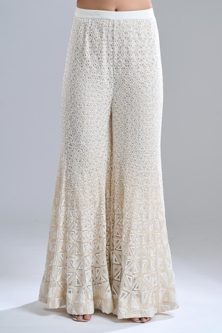 Ritika Mirchandani Ivory Embroidery Round Neck Kurta And Gharara Set Online at Aza Fashions Ritika Mirchandani_Ivory Embroidery Round Neck Kurta And Gharara Set _Online_at_Aza_Fashions