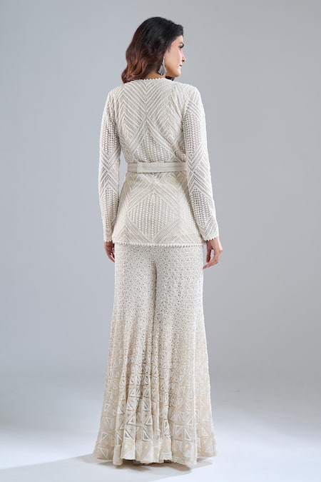 Ritika Mirchandani Ivory Embroidered Kurta & Gharara Set 