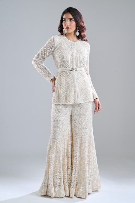 Ritika Mirchandani Ivory Embroidered Kurta & Gharara Set 