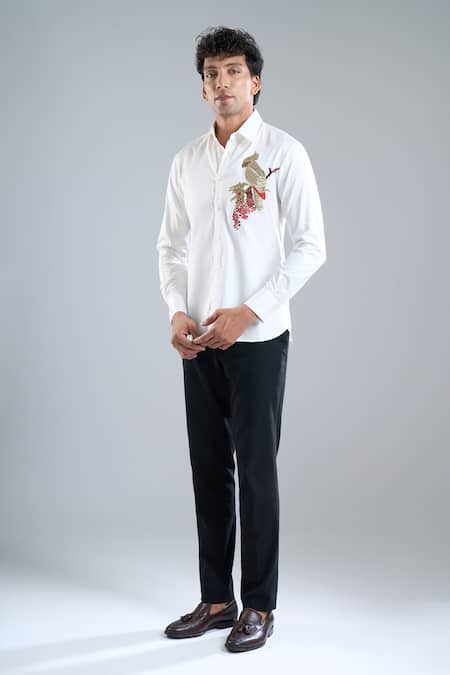 Buy Rohit Bal Ivory Poplin Embroidery Placement Shirt Online at Aza Fashions Buy_Rohit Bal_Ivory Poplin Embroidery Placement Shirt _Online_at_Aza_Fashions