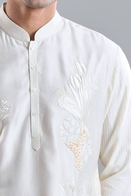 Buy_Rohit Bal_Ivory Chanderi Embroidery Kurta 