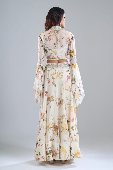 Anamika Khanna Printed & Embroidered Skirt Set 