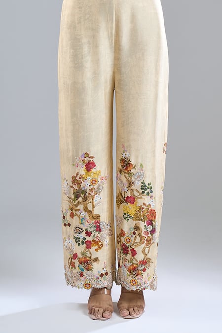 Buy Anamika Khanna Beige Embroidery, Sequins Round Neck Floral Print Kurta Set Online at Aza Fashions Buy_Anamika Khanna_Beige Embroidery, Sequins Round Neck Floral Print Kurta Set_Online_at_Aza_Fashions