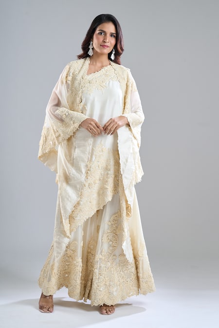 Anamika Khanna Tonal Embroidered Cape Sharara Set