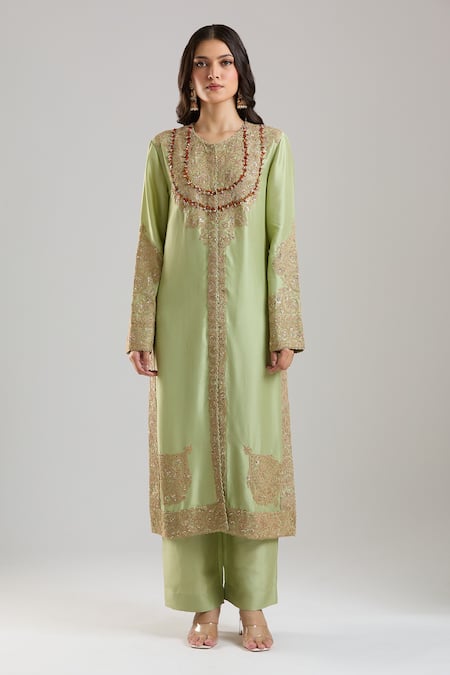 Buy Anamika Khanna Green Embroidery, Sequins, Beads, Stones, Zari, Metallic Thread Mint Kurta Set Online at Aza Fashions Buy_Anamika Khanna_Green Embroidery, Sequins, Beads, Stones, Zari, Metallic Thread Mint Kurta Set _Online_at_Aza_Fashions