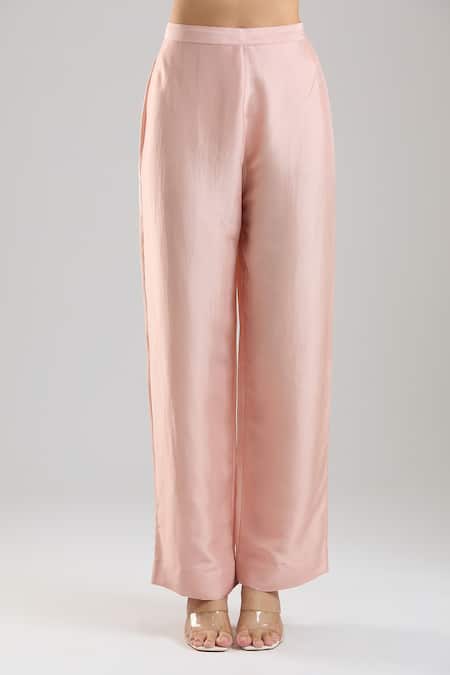 Buy_Anamika Khanna_Pink Embroidery, Beads, Zari, Sequins Round Neck Kurta Set _Online_at_Aza_Fashions