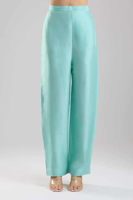 Anamika Khanna Blue Embroidery, Metallic Thread, Sequins, Zari Round Neck Sky Kurta Set Online at Aza Fashions Anamika Khanna_Blue Embroidery, Metallic Thread, Sequins, Zari Round Neck Sky Kurta Set _Online_at_Aza_Fashions