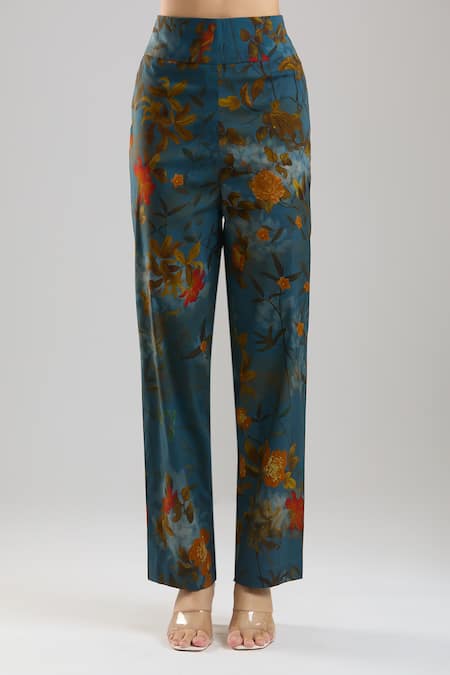 Shop Anamika Khanna Blue Beads, Embroidery Round Neck Midnight Printed Kurta Set Online at Aza Fashions Shop_Anamika Khanna_Blue Beads, Embroidery Round Neck Midnight Printed Kurta Set_Online_at_Aza_Fashions