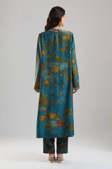 Anamika Khanna Midnight Blue Printed Kurta Set 