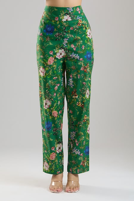 Anamika Khanna Emerald Green Beads, Foil Printing Mandarin Collar Printed Kurta Set Online at Aza Fashions Anamika Khanna_Emerald Green Beads, Foil Printing Mandarin Collar Printed Kurta Set_Online_at_Aza_Fashions