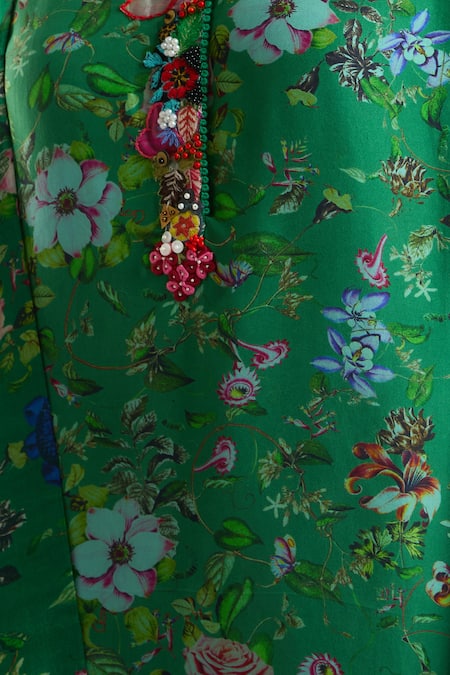 Buy Anamika Khanna Emerald Green Beads, Foil Printing Mandarin Collar Printed Kurta Set Online at Aza Fashions Buy_Anamika Khanna_Emerald Green Beads, Foil Printing Mandarin Collar Printed Kurta Set_Online_at_Aza_Fashions