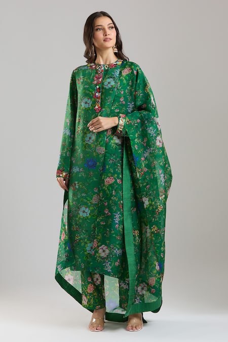 Anamika Khanna Emerald Printed Kurta Set 