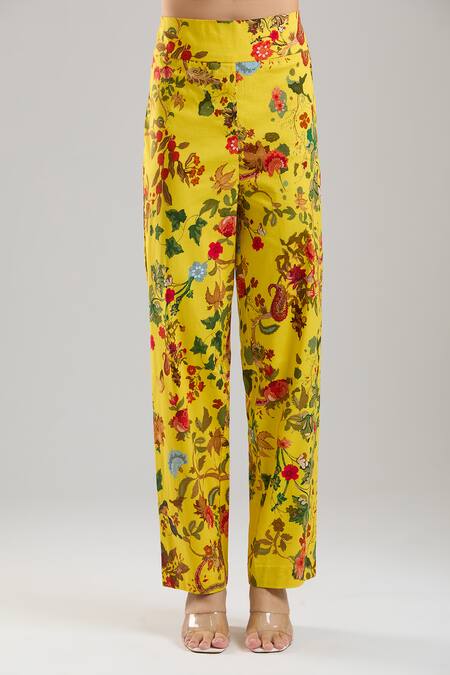 Buy Anamika Khanna Yellow Beads Round Neck Mustard Printed Kurta Set Buy_Anamika Khanna_Yellow Beads Round Neck Mustard Printed Kurta Set