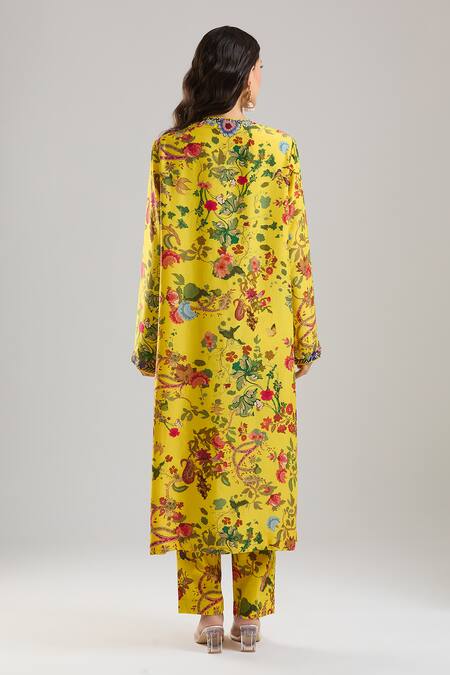 Anamika Khanna Mustard Printed Kurta Set 