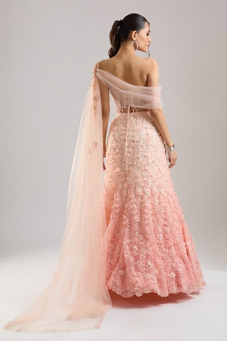 Tarun Tahiliani Embroidered Draped Corset Lehenga Set 