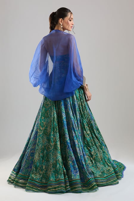 Tarun Tahiliani Embroidered Cape Lehenga Set 
