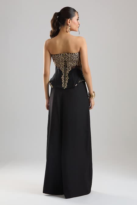Tarun Tahiliani Embroidered Peplum Corset Trouser Set 