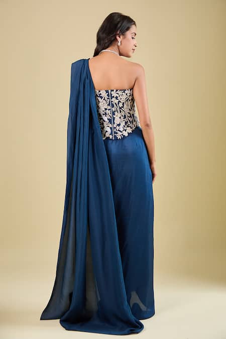 Mishru Embroidered Corset With Pre-Draped Saree 