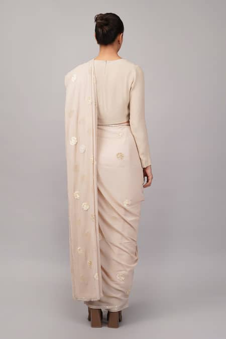 Abraham And Thakore Sequin Polka Dot Saree 