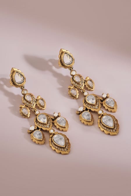Anita Dongre Jahanzeb Zircon Embellished Drop Earrings 