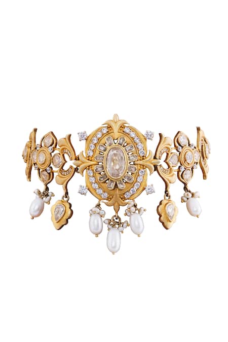 Anita Dongre Manasvita Zircon & Pearl Embellished Choker Necklace 