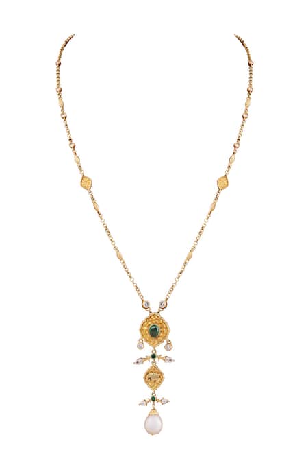 Anita Dongre Dilara Drop Dilara Zircon & Pearl Drop Necklace 