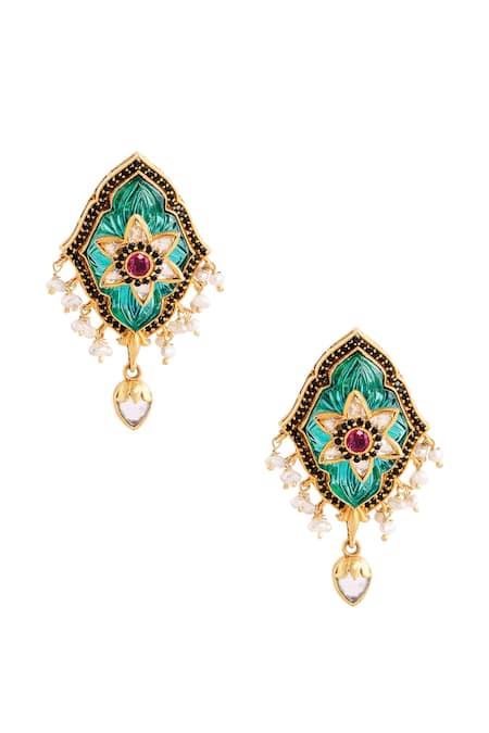 Anita Dongre Dilras Zircon & Pearl Drop Earrings 