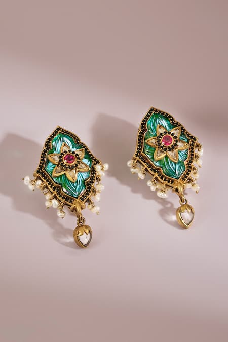 Anita Dongre Dilras Zircon & Pearl Drop Earrings 