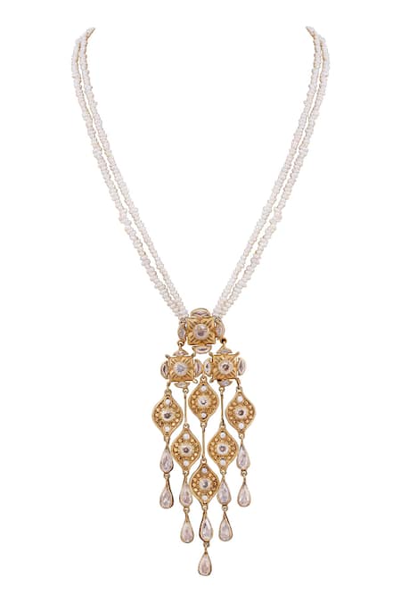 Anita Dongre Kashaf Zircon & Pearl Embellished Necklace 