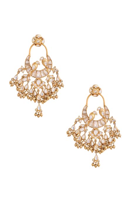 Anita Dongre Imani Zircon & Pearl Bird Motif Drop Earrings 