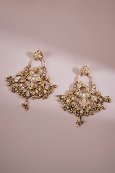 Anita Dongre Imani Zircon & Pearl Bird Motif Drop Earrings 