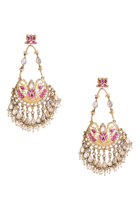 Anita Dongre Dakshi Zircon & Pearl Embellished Drop Earrings 
