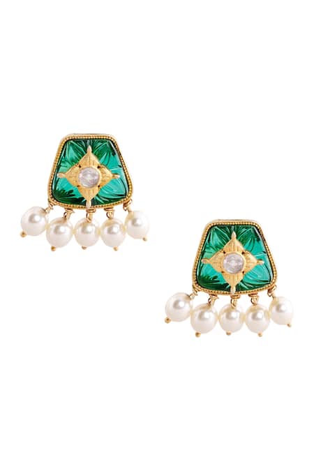 Anita Dongre Sarin Zircon & Pearl Drop Earrings 