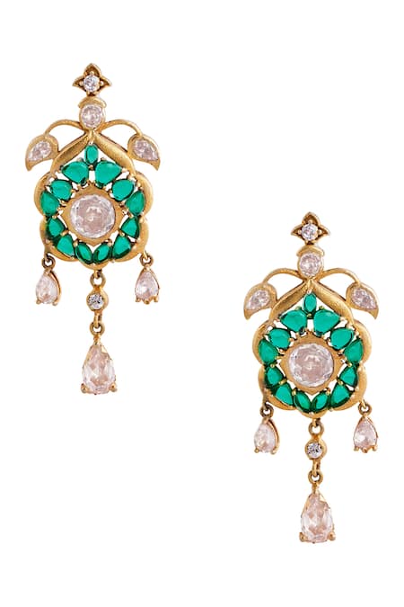Anita Dongre Mehvash Zircon & Gold Polish Drop Earrings 