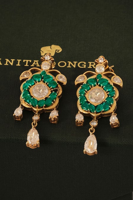 Anita Dongre Gold Plated Stones Mehvash Zircon And Polish Drop Earrings Online at Aza Fashions Anita Dongre_Gold Plated Stones Mehvash Zircon And Polish Drop Earrings _Online_at_Aza_Fashions