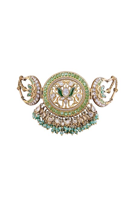 Anita Dongre_Gold Plated Aamira Zircon Embellished Choker Necklace _Online_at_Aza_Fashions