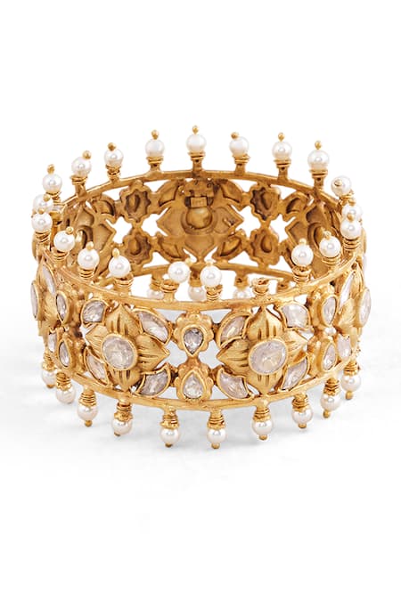 Anita Dongre Ruhoi Zircon & Pearl Embellished Bangle 